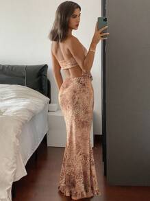 DAZY 2 Stücke Leoparden-Muster Sexy Damen Pyjama Set