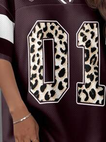 Slaydiva Plus Size Leopard Print Number 01 Graphic Casual Dress, Suitable For Summer Chic Dress - Multicolor - View 4