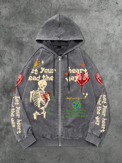 Street Life Sudaderas con capucha con cremallera versátiles y casuales para hombres