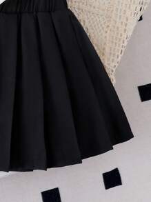 SHEIN 3pcs Young Girls Knitted Bowknot Cardigan, Ribbed Camisole, And Pleated Skirt Set, Fashionable Children Casual Outfit For Autumn Fall Winter - White - View 6