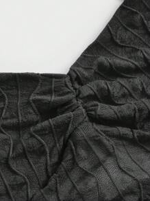 SHEIN ICON Seam Detail Backless Bandana Crop Top - Black - View 4