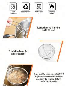 1pc Stainless Steel Deep Fry Basket, Silver Fryer Strainer With Handle For Kitchen - Silver - View 4