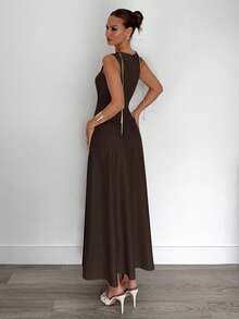 Siren Gaze 夏季新款褶皱无袖A字连衣裙 - 棕色 - 查看 2