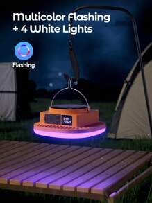 Teckwe 1pc Solar Camping Light Rechargeable Lantern,Waterproof Portable Lantern Night Lights, Multi-Functional Emergency Lamp, High Brightness Light With Hook, For Emergency, Adventure, Camping, Fishing - Orange - View 2