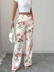 Elenzga Women's Elegant Romantic Pocket Print Pants Fall Cloth For Women - Multicolor - View 5