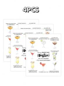 4Pcs/8Pcs/12Pcs/ Funny Birthday Wine Bottle Label For Him Elder, Rude Birthday Wine Stickers For Dad And Grandpa, Wine Bottle Stickers For Party Decoration - Multicolor - View 3
