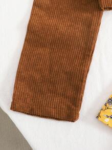 SHEIN LMoss Kids 青少年女孩休闲梭织长袖衬衫上衣和碎花吊带裙套装