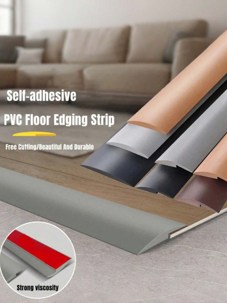 SHEIN 1pc Length 39.37inch PVC Self-Adhesive Protective Floor Mat Flat Buckle Bar Strip Suitable For Floor Door Sill Seam Edge Decoration Home Decor