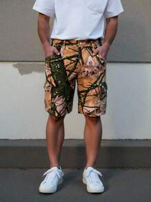 Manfinity EMRG Quần short denim thường ngày có túi hộp họa tiết nhánh cây dành cho nam - Nhiều màu - Xem 5