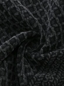 ROMWE MEN Casual 男士复古短款双面酸洗长袖T恤，2000年代风格 - 黑色 - 查看 6