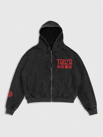 Street Life Sudadera con capucha con estampado de copos de nieve para hombre