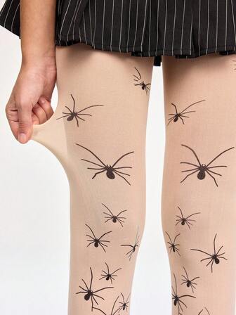Grunge Punk 1 Pair Gothic Style Spider Web Tights, Suitable For Pairing With Dresses