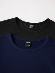 SHEIN BASICS 2件組女款休閒基礎純色針織連身衣/春夏女裝日常日穿晚穿黑色海軍藍 - 藏蓝色 - 查看 8