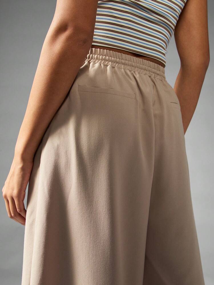 MISSGUIDED High Waisted Wide Leg Palazzo Pants Drawstring Elastic Waist Pleated Loungewear Casual Fall Winter Trousers