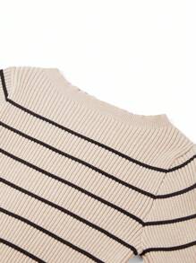 Ellevyn Casual Commute Striped Fitted Sweater In Fall/Winter,Winter Clothes For Women - Khaki - View 4