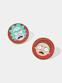 Rick and Morty X SHEIN Funny Cartoon Pattern Gold Chain Collar Clips - Multicolor - View 4