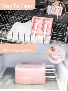 SHEIN Basic living 1入組矽膠冰棒模具現代主義心形設計廚房用DIY冰棒模具夏季