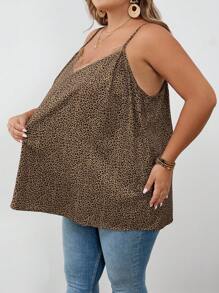 SHEIN CURVE+ Quần áo hai dây ren tương phản họa tiết da báo cỡ lớn cho nữ, mùa đông, đường cong cỡ lớn/mùa thu/mùa đông - Nhiều màu - Xem 4