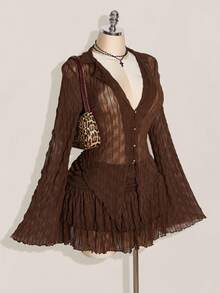 SHEIN ICON 大码休闲修身长袖上衣和裙子两件套，适合秋季