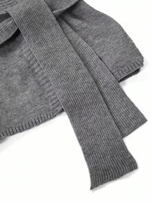 Ellevyn Áo len cardigan dệt kim tay dài buộc eo màu trơn dành cho nữ vào mùa thu/đông - Xám - Xem 7