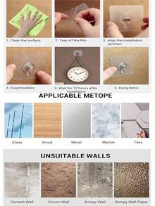 1pc/10/20 Pcs Of Photo Frame Wall Hooks, Transparent And Reusable Adhesive Hooks, Waterproof And Oil Resistant, Bathroom And Kitchen Wall Hooks