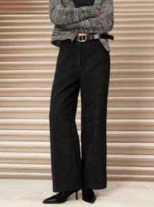 SHEIN Unity Women's Woven Long Straight Leg Casual Pants, Fashion Versatile Commuter Trousers, Grey  Fall Clothes For Women Wide Leg Pants Woman - Grey - View 1