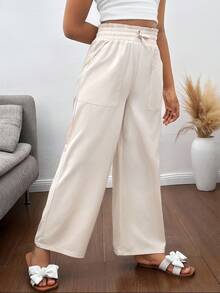 SHEIN Tween Girls' Casual Loose Straight Leg Pants