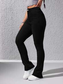 EURMUSE Quần Jeans Denim Ôm Dáng Có Túi Cạp Cao Cho Nữ, Kiểu Dáng Thường Ngày Đa Năng - màu đen - Xem 5