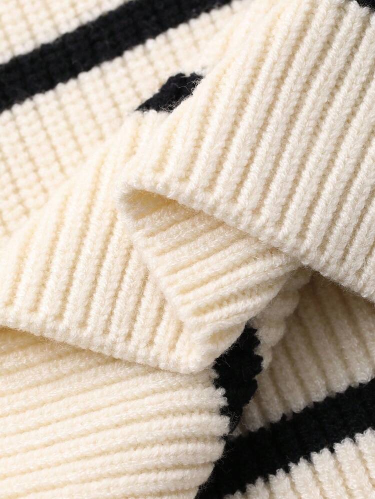 Toddler Girls' Korean Style Striped Casual Long Sleeve Sweater, Spring/Autumn