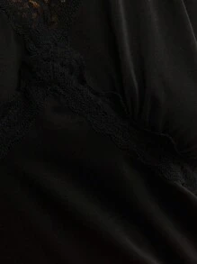 Nöista Top halter sin espalda con borde de encaje de color negro sólido, para verano y salir - Negro - Ver 6