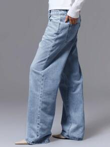 MUSERA Straight Leg Jeans Spring Summer Cute Casual Elegant 90's Y2k Winter Everyday Office Work Chic - Baby Blue - View 3