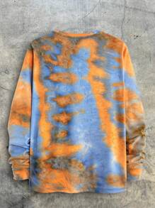 AXEPEAK Men's Knitted Tie Dye Casual T-Shirt, Summer, For Fall - Burnt Orange - View 2