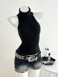 Elamini 女士露背性感时尚针织背心