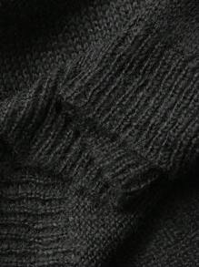 Dazy Plus Plus Size Mesh Five-Star Graphic Crew Neck Loose Streetwear Sweater For Plus Size Women, Early Autumn - Black - View 8