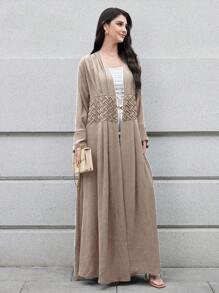 Yasmyna Women's Plain Long Sleeve Abaya Robe Cardigan - Khaki - View 7