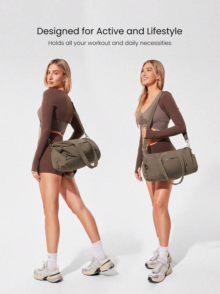 Bolsa de lona con cremallera de gran capacidad de 16L, con correas duales para transporte, ideal para uso diario y actividades casuales