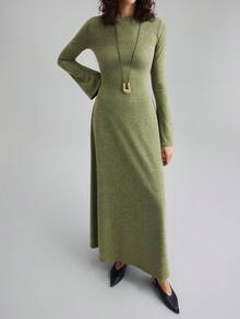 Ontre 2025 Nueva ropa de mujer, prendas de otoño/invierno, ropa para todas las estaciones, ropa de invierno, atuendos de regreso a la escuela para mujeres, disfraces de Halloween y Navidad, atuendo de maestra para mujeres, salidas casuales, vestidos para salir de noche, vestidos de invitada de boda, vestidos elegantes de invitada de boda, atuendo de iglesia para mujeres, vestido casual verde de manga larga y cuello redondo para negocios casuales - Verde - Ver 1