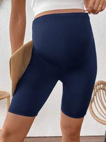 SHEIN Maternity Casual Solid Color Adjustable Waist Leggings