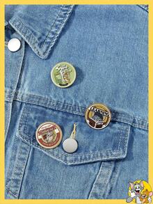 TOM & JERRY X SHEIN 女士时尚可爱字母和老鼠设计胸针 - 彩色 - 查看 2