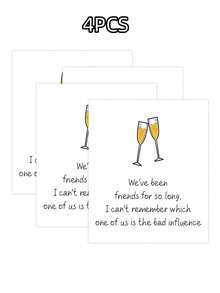 4Pcs/8Pcs/12Pcs/ Funny Birthday Wine Bottle Label For Him Elder, Rude Birthday Wine Stickers For Dad And Grandpa, Wine Bottle Stickers For Party Decoration - Multicolor - View 3