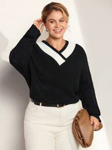 Momelise 大码休闲宽松长袖套头毛衣