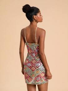 Travachic Váy ngắn đính sequin phối màu thời trang nữ cho kỳ nghỉ, trang phục mùa thu cho nữ, phong cách Bohemia, trang phục mùa thu cho nữ, thời trang mùa thu mới cho nữ, váy mùa thu cho nữ - Nhiều màu - Xem 3