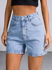 EURMUSE Women's Casual Versatile Denim Shorts With Pockets Shorts Womens Petite Women S Outfits Womens Set Womens Shorts Women S Clothes Women Clothing Y2k Woman S Summer Clothes Women S Bottoms - Light Wash - View 7