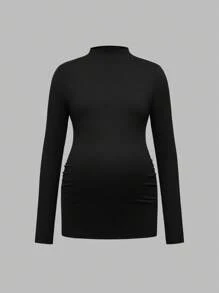 Modmama 秋装，秋季服装，孕妇装 秋季服装 孕妇装 休闲纯色立领修身T恤 孕妇衬衫 孕妇衬衫 长袖孕妇上衣 弹力孕妇衬衫 长袖孕妇衬衫 - 彩色 - 查看 7