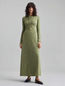 Ontre 2025 Nueva ropa de mujer, prendas de otoño/invierno, ropa para todas las estaciones, ropa de invierno, atuendos de regreso a la escuela para mujeres, disfraces de Halloween y Navidad, atuendo de maestra para mujeres, salidas casuales, vestidos para salir de noche, vestidos de invitada de boda, vestidos elegantes de invitada de boda, atuendo de iglesia para mujeres, vestido casual verde de manga larga y cuello redondo para negocios casuales - Verde - Ver 4