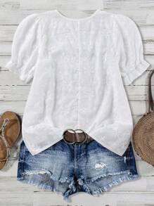 Linhara Women's Casual Vacation Style Square Neck Short Sleeve Blouse