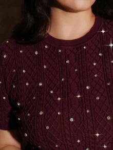 Anewsta 全新水钻装饰优雅短袖毛衣