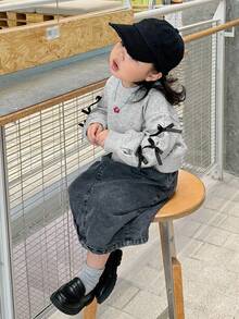 DAZY Baby Girls' Round Neck Casual Bow Long Sleeve Sweatshirt, Autumn/Winter