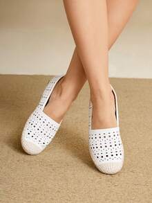Styleloop Women's Flat Woven Shoes, Bohemian Style, Suitable For Summer Outfits - White - View 2