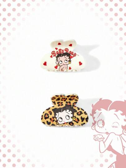 Betty Boop | ROMWE 2pcs Figure Graphic Cute & Fashion Hair Claws